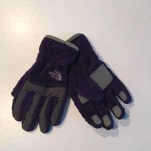 North Face fleece gloves, Purple and Gray